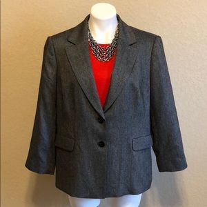 Grey and black suit jacket.